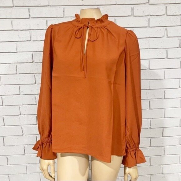 J.Crew Gathered Ruffle Drapey Top in Deep Ember - Picture 9 of 10
